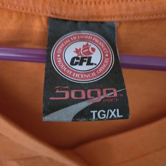 Soga Sports BC Lions CFL Jersey Style V-Neck Graphic T-Shirt Orange Size XL - Picture 3 of 8